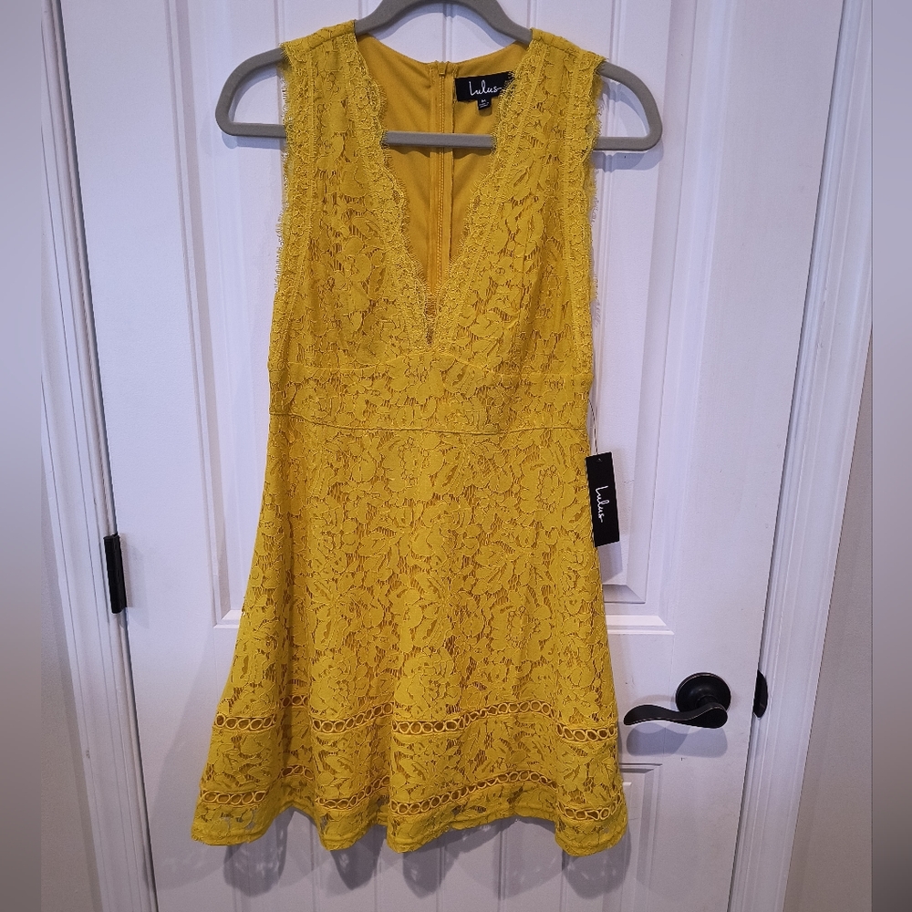 Yellow Lace skater Dress
